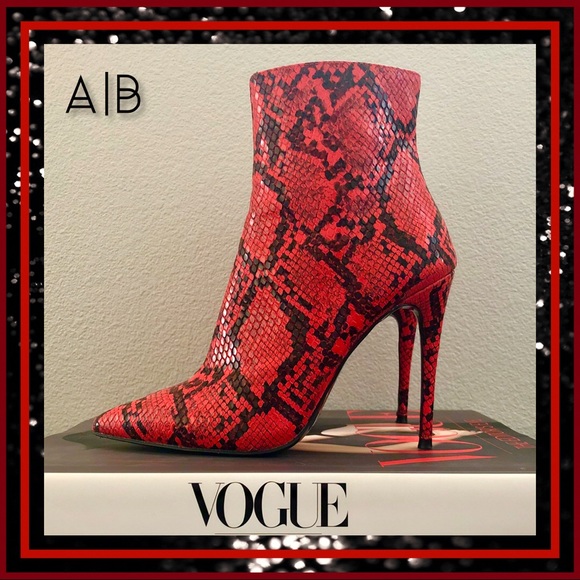 Red & Black Snake Ankle Boots - Picture 4 of 8